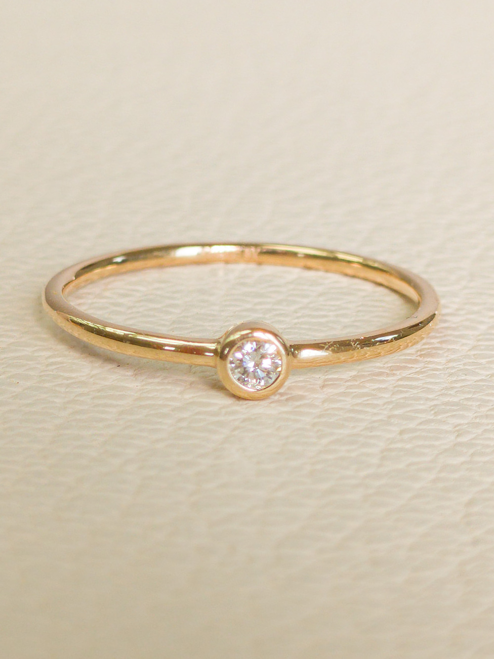 14K Gold Lab Diamond Bezel Solitaire Ring by Italic, Size 8